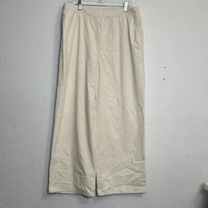Pretty Lavish Women’s Size 12 Cream Linen Cotton Blend Wide Leg Pull On Pants - Picture 1 of 11