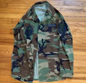 Military BDU Hot Weather Shirt Coat Top Size Woodland Camo Combat Air Force Vtg - Picture 1 of 5
