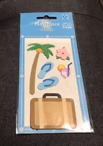 Handmade 3D Embellishment Travel Stickers SUITCASE PALM TREE FLIP FLOPS * - Picture 1 of 1