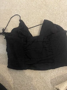 Zara Ladies Size Medium Black Crop Top - Picture 1 of 4