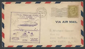 1932 USS AKRON copertina zeppelin - TRASPORTO POSTA - LAKEHURST, EAST ROCKAWAY - Foto 1 di 2