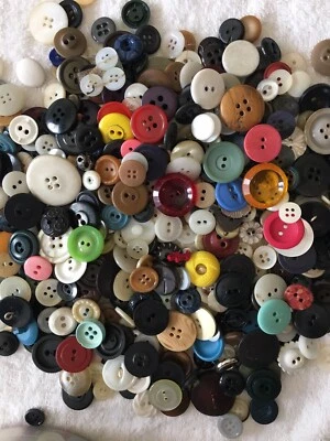 Vtg Old Buttons Lot Of 150+ Mixed Colors Sizes Includes Brights Sewing Crafts - Image 1 of 2