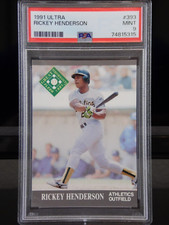 1991 Fleer Ultra RICKEY HENDERSON #393 Baseball Card ATHLETICS PSA 9 Mint POP 18