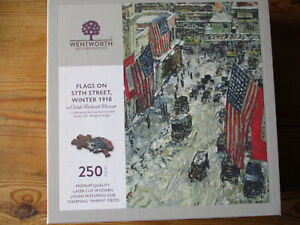 Wentworth 250 piece wooden jigsaw Flags on 57th Street Winter 1918  COMPLETE