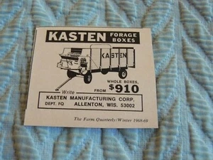 THE FARM QUARTERLY- WINTER 1968-69 -ad- KASTEN FORAGE BOXES / Allenton, WIS - Picture 1 of 1