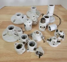 Lot of 16 Vintage Misc. Porcelain Ceramic Light Socket Electric Switch Fixtures