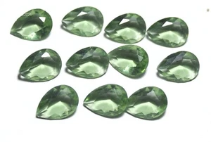 Lote de 10 piezas 4x12x16 mm amatista verde pera facetada hecha a mano creada en laboratorio - Imagen 1 de 4