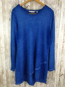 Camicia Dintorni Morbidi Tg XL Blu Jersey Maglia Tunica Manica Lunga Orlo Grezzo - Foto 1 di 5