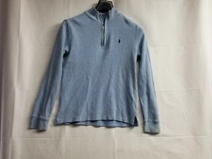 Polo Ralph Lauren Blue 1/4 Zip Youth Polo Long Sleeve  L 14/16  - Picture 1 of 9