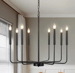 Modern Farmhouse Chandelier, 8 Lights Candle Dining Room Light Fixture - Picture 1 of 8