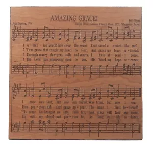 Amazing Grace Sheet Music Religious Gift Farmhouse Sign Shelf Sitter 5" x 5" - Picture 1 of 4