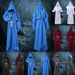 Cloak Cape Friar Cosplay Men Monk Maxi Robe Priest Costume Medieval Renaissance - Picture 1 of 19