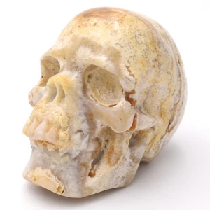 Skull 55mm Lace Agate 210g, Gemstone, Hand carved, Realistic,Crystal healing - Picture 1 of 7