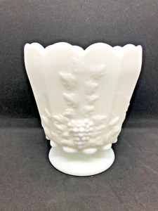 Westmoreland White Milk Glass Paneled Grapevine Vase Planter Flower Pot MCM - Picture 1 of 4