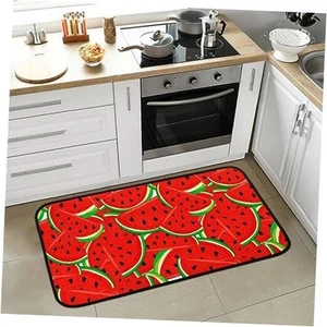 Fruits Watermelon Mats for Kitchen Floor Bright Red Non Slip Kitchen Rugs - Picture 1 of 8