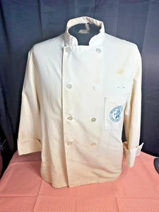 Vintage Angelica 1970s Johnson & Wales Beige Embroidered Chef Coat - Sz. 40 - Picture 1 of 5