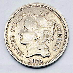 1874 Three Cent Nickel - Picture 1 of 2