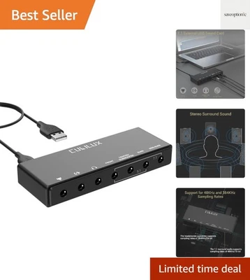 Tarjeta de sonido envolvente USB 7.1 - Audio de alta resolución 384 KHz para un placer de juego superior Foto 1 de 4