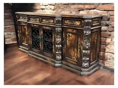 Mesa buffet de comedor de nogal Allegra Verona con detalles de hierro 24x99x45 Foto 1 de 4