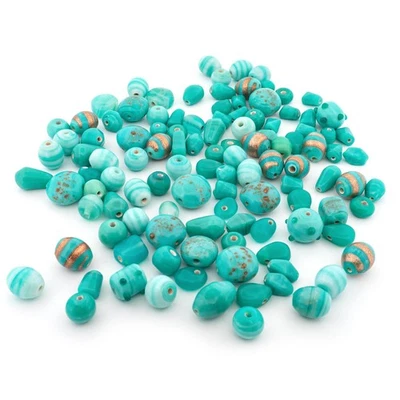 Lampworkperlen Mix Türkis 100g Glas Handgemacht DIY - Bild 1 von 4