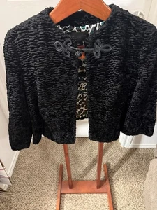 Behnaz Sarafpour Black Faux Lamb Wool Cropped Jacket Target Collection - Picture 1 of 3