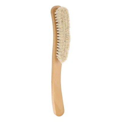 Shoe Cleaning Brush 11"x1" Beech Wood Horsehair Boot Polish Brushes, White - Image 1 of 4