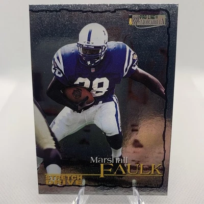 1996 Pro Line II Memorabilia - Stretch Drive Marshall Faulk #DS14 - SILVER FOIL - Image 1 of 4