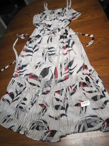 Lane Bryant Womens Sz 16 Tropical Palms Maxi Dress Spaghetti Straps Pleated - Picture 1 of 13