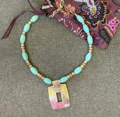 Брайтон меди каньона ожерелье бирюза серебро и медь цветные бусины - Изображение 1 из 4