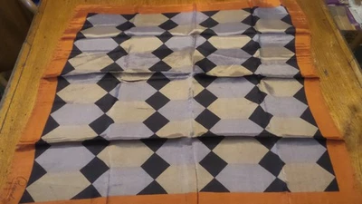 Vintage LADIES' SCARF 26"X26", RICARDO Diamond Stripes, Black, Rust, Brown, Gray Foto 1 de 2