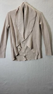 Express Women's M Shawl Neck Open Front Cardigan Sweater Beige Oatmeal - Picture 1 of 8