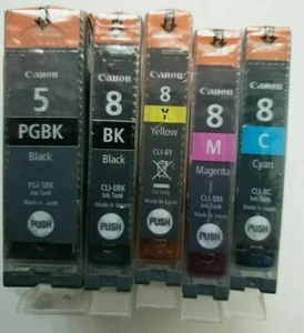 Canon PGI-5 Black + CLI-8 Cyan, Magenta, Yellow, Black. Genuine 5 Ink Cartridges - Picture 1 of 4