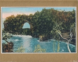 ONAMEA ARCH, 1920'S BIG ISLAND HAMAKUA COAST HAND COLORED GICLEE PHOTO ON 8X10" - Picture 1 of 1