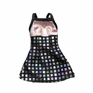 Genuine Barbie Doll Clothes Go Go Mini Disco Sequin Pink & Black Dress - Picture 1 of 4