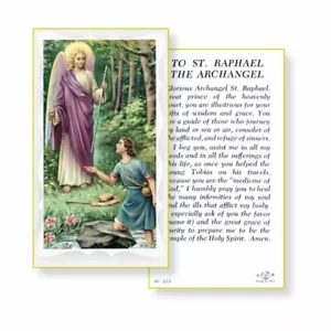 Saint Raphael the Archangel with Prayer to St. Raphael  - Paperstock Holy Card