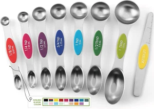 Stainless Steel Magnetic Measuring Spoons Set with Strong Magnets, Heavy Duty Me - Picture 1 of 12