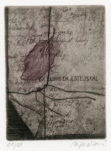 Manuscript, Surrealistic Numbered Art Print Etching Ex libris by Marketa Kralova - Picture 1 of 3