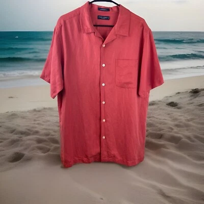 Daniel Cremieux Sz L Silk And Linen Blend Button Up Tailored Fit - Image 1 of 4