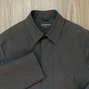 Club Monaco Lined Long Coat Mens Black Medium Cotton Polyester - Picture 1 of 11