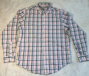 Falls Creek Stretch Men's Large Button Up Shirt Pink White Gray Checked Plaid - Picture 1 of 8
