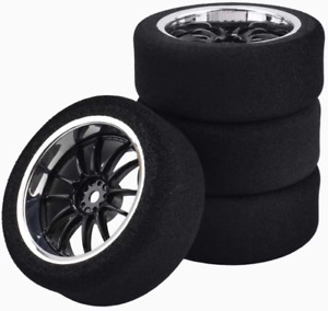 4Pcs 1/10 On-Road Foam Tires& 6012 Wheel Rims 12Mm Hex for HSP HPI RC Racing Car