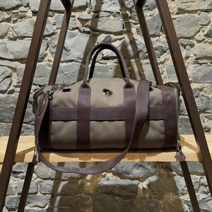 Hermès Green Brown Canvas 2way Dog Carrier Boston Bag - Picture 1 of 16