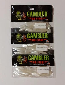 3 Packs Gambler 4" Flappin Shad White Lighting - Picture 1 of 1