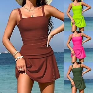 Two Piece Women Tankini Swimsuits With Skirt Vintage High Waisted Bathing Suits