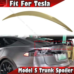 2012-2025 Unpainted Fit For Tesla Model S Sedan V Type Rear Trunk Spoiler Lip - Picture 1 of 5