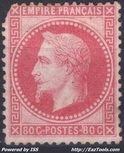 FRANCE EMPIRE LAURÉ 80c ROSE N° 32 NEUF * AVEC CHARNIERE SIGNÉ CALVES + ROUMET - Picture 1 of 2