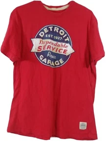 Detroit Garage Graphic T-shirt, Men's L, Red, #1742 - Picture 1 of 5