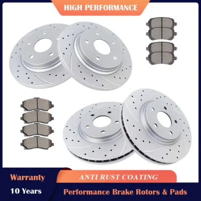 Front Rear Brake Rotors Disc + Pads for Dodge Journey Grand Routan Caravan Kits - Image 1 of 4