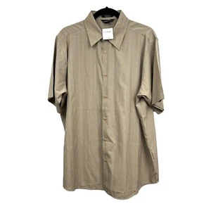 Elliott Button Up Shirt Stripe Tan Collard Short Sleeve Stripe Tan Men Size L - Picture 1 of 5