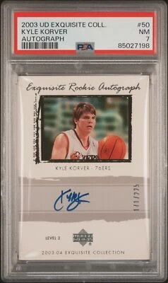 2003-04 Upper Deck Exquisite #50 Kyle Korver Rookie Card RC Auto RPA /225 PSA 7 - Image 1 of 2
